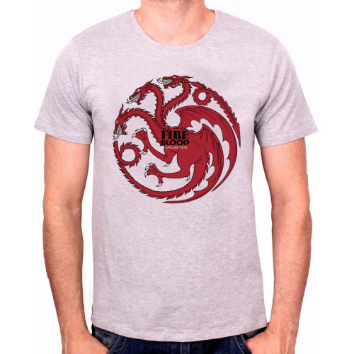 Tee-Shirt Gris Fire And Blood Game of Thrones