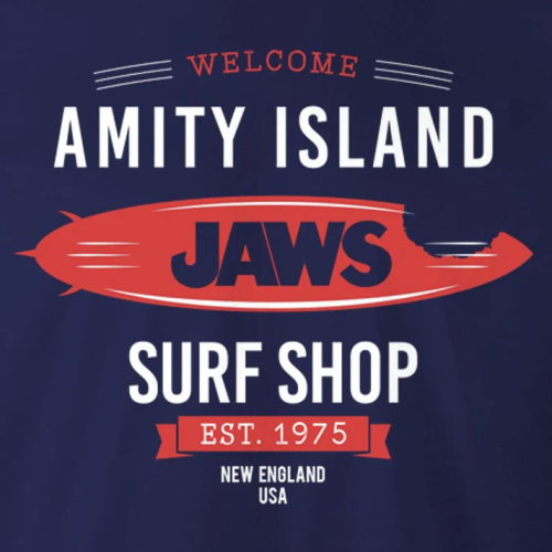 Tee-Shirt Les Dents de la Mer Amity Island Surf shop