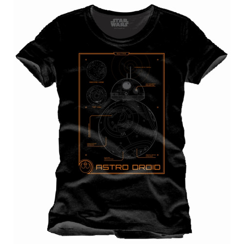 Tee-Shirt Noir BB8 Data Sheed Star Wars