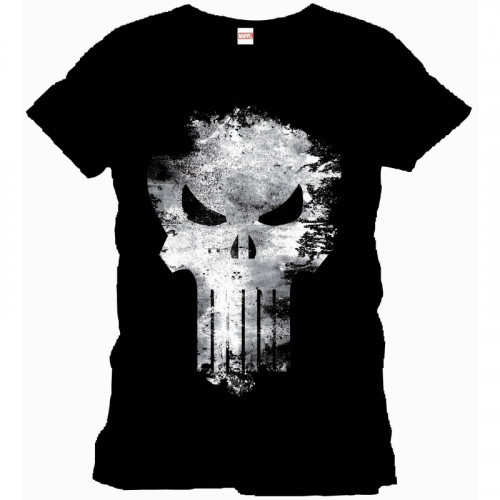 Tee-Shirt Noir Distress Skull Punisher