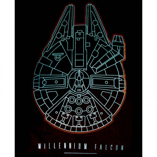 Tee-Shirt Noir Millennium Falcon Bleu Star Wars