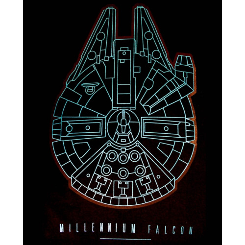 Tee-Shirt Noir Millennium Falcon Bleu Star Wars