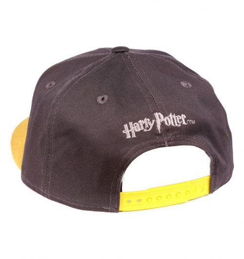 Casquette Poufsouffle Blason Harry Potter grise visière jaune