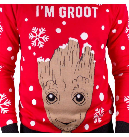 Pull de Noel Baby Groot rouge 4686