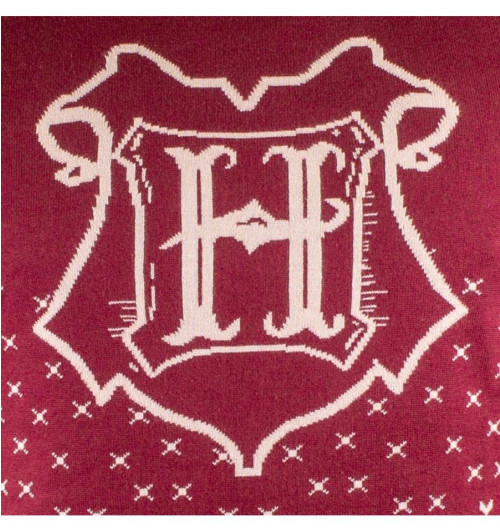Pull de Noël Harry Potter bordeaux Hogwarts blason