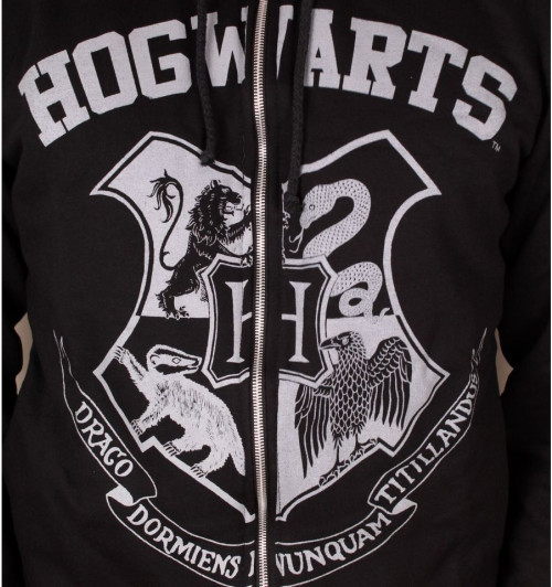 Sweat à capuche Harry Potter Poudlard noir et blanc