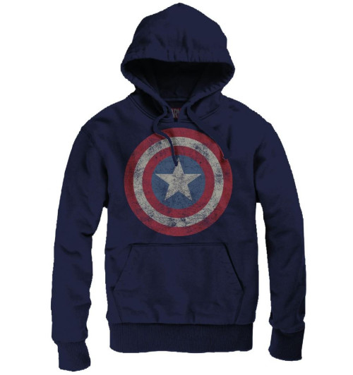 Sweat Captain America Marvel Bleu Logo vintage