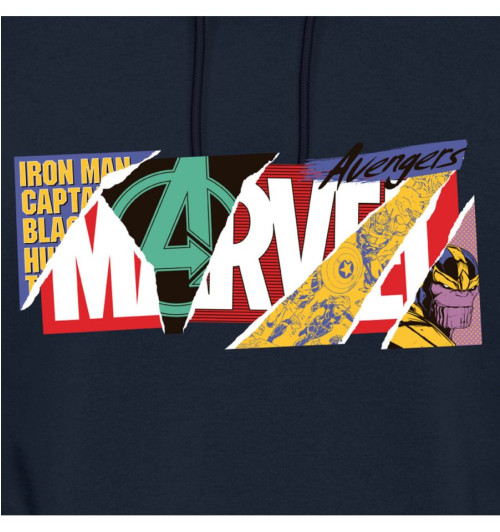 Sweat MARVEL bleu Logo collage