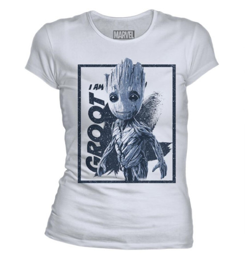 T-Shirt Femme Groot blanc et bleu