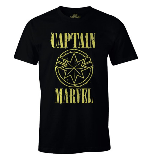 Tee-Shirt Captain Marvel noir logo jaune