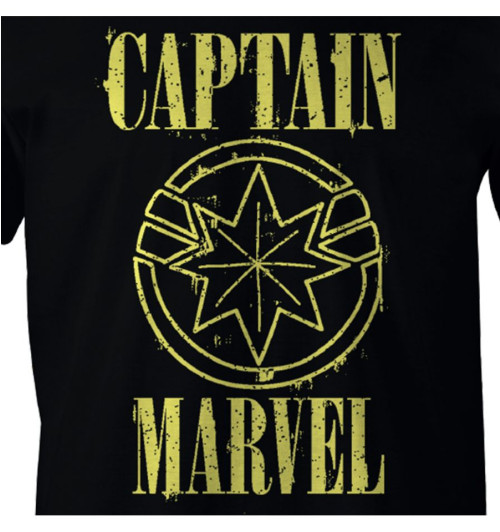 Tee-Shirt Captain Marvel noir logo jaune