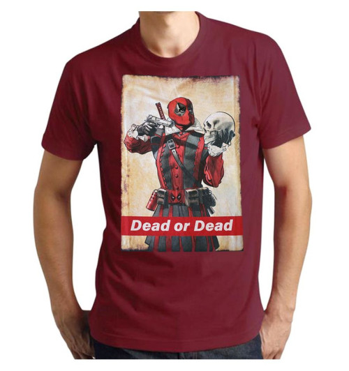 Tee-Shirt Deadpool Dead or Dead bordeaux