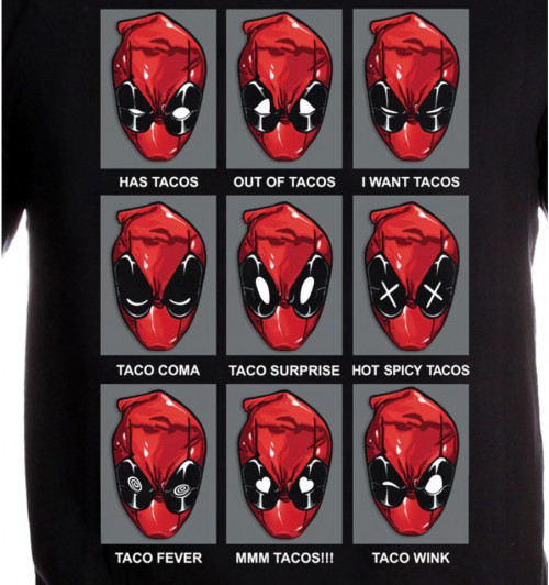 Tee-Shirt Deadpool noir Tacos Heads