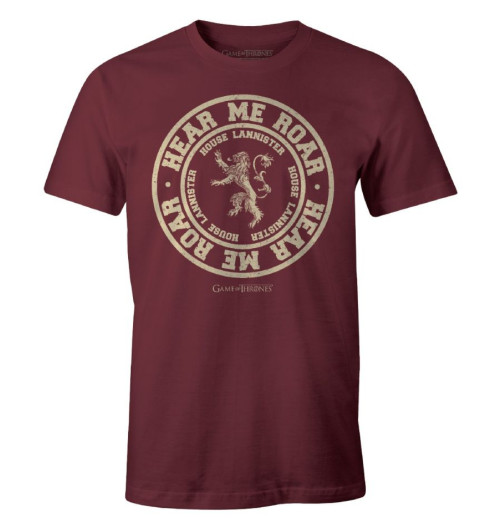 Tee-Shirt Game of Thrones Lannister bordeaux Hear me roar