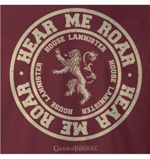 Tee-Shirt Game of Thrones Lannister bordeaux Hear me roar