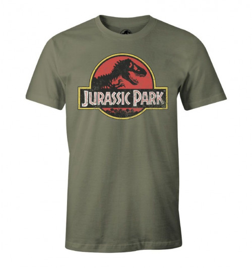 Tee-Shirt Jurassic Park kaki Logo vintage