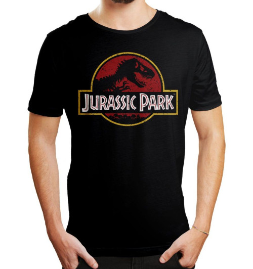 Tee-Shirt Jurassic Park Noir Logo vintage