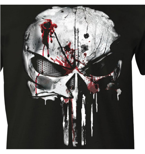 Tee-Shirt Punisher Noir bloody skull