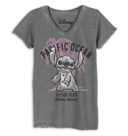 Tee-Shirt Stitch Pacific Ocean gris et rose Disney