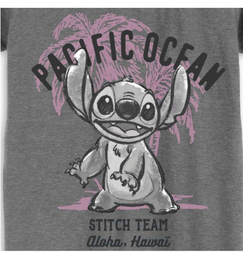 Tee-Shirt Stitch Pacific Ocean gris et rose Disney