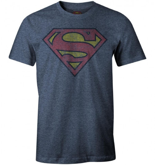 Tee-Shirt Superman Bleu Logo Vintage