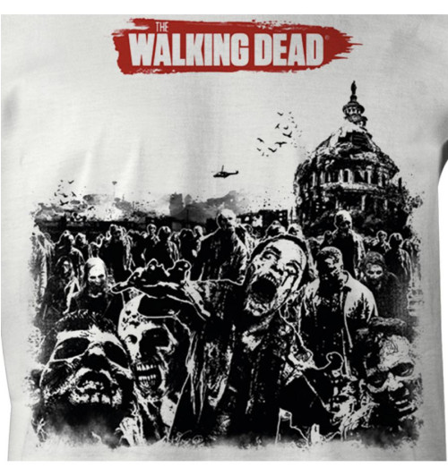 Tee-Shirt Walking Dead blanc horde zombies