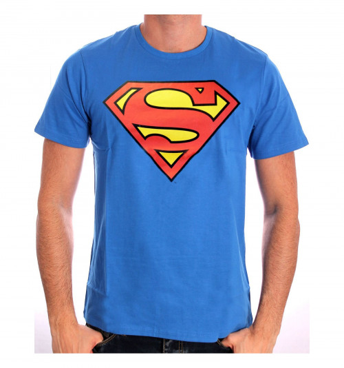 Tee-Shirt Bleu Logo Rouge Classique Superman