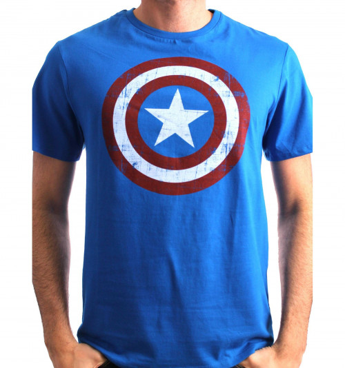 Tee-Shirt Bleu Loog Shield Captain America