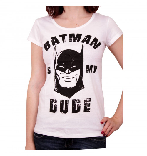 Tee Shirt Femme Blanc Batman is my Dude Batman 