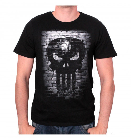 Tee-Shirt Noir Bricks Skull Punisher