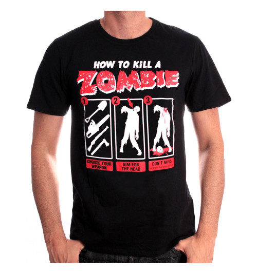 Tee-Shirt Noir How To Kill a Zombie Geek