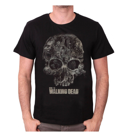 Tee-Shirt Noir Walker Skull The Walking Dead
