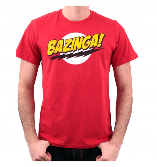 Tee-Shirt Rouge Texte Bazinga The Big Bang Theory
