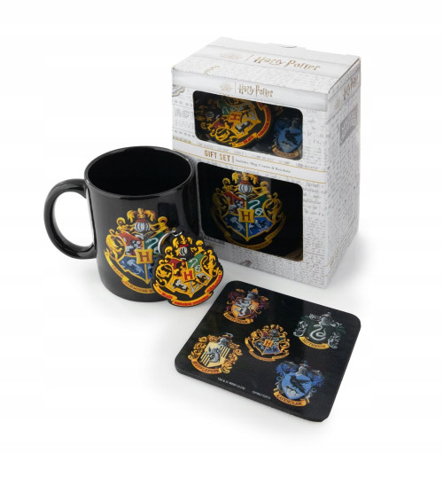 Set Harry Potter Mug sous verre et porte-clés Poudlard emblème