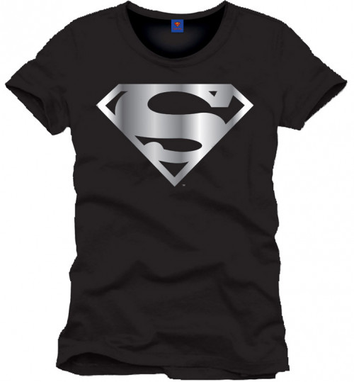 Tee-Shirt Noir Logo Argent Superman