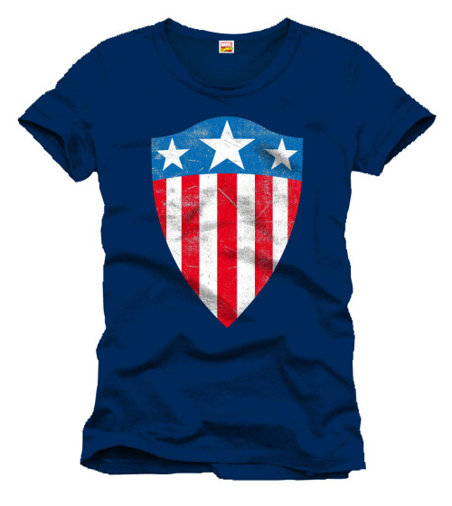Tee-Shirt Bleu Old Shield Logo Captain America