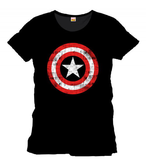 Tee-Shirt Noir Logo Shield Captain America