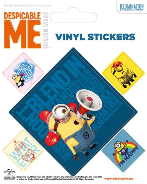 Pack de 5 Stickers Minion Stuart Alarme Moi Moche et Mechant