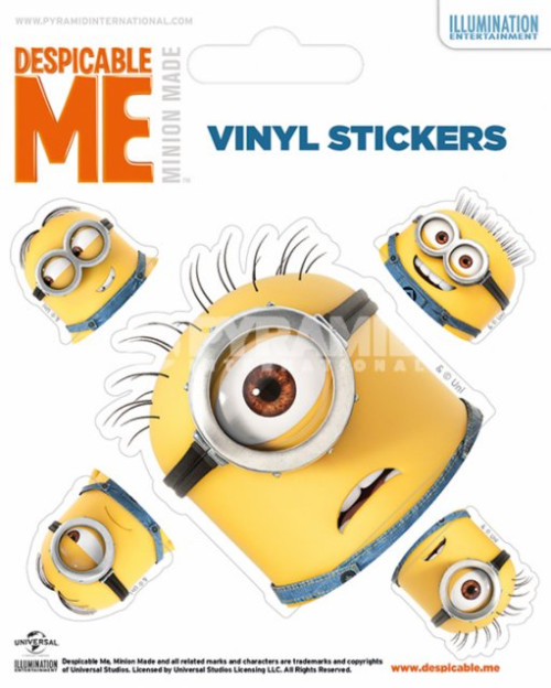 Pack de 5 Stickers Têtes Minions Moi Moche et Mechant 