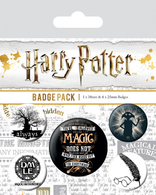 Pack de 5 badges Harry Potter Magic Dobby
