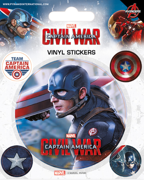 Pack de 5 Stickers Civil War Captain America