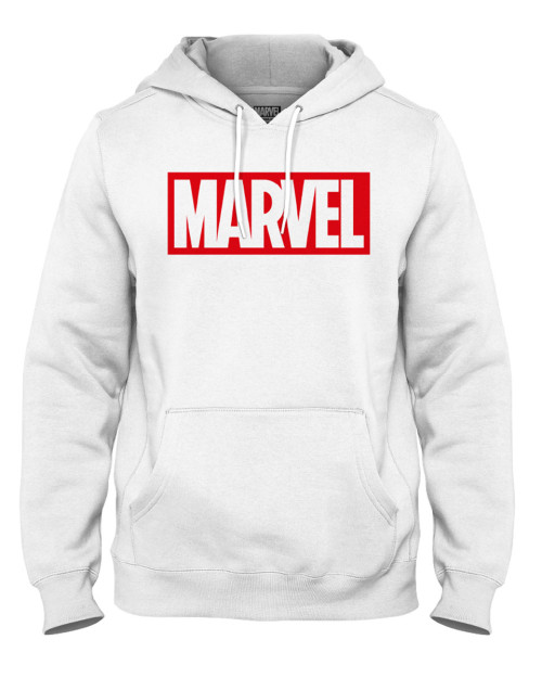 Sweat MARVEL à capuche Blanc Logo rouge