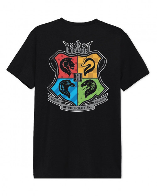 T-shirt Harry Potter noir Hogwarts colors