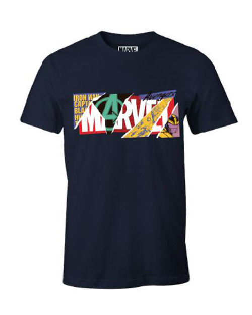 T-shirt MARVEL bleu Logo collage