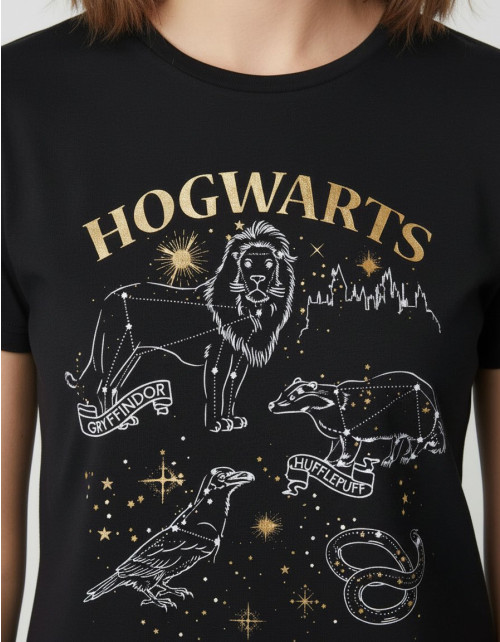 T-shirt Harry Potter femme Hogwarts animaux blasons