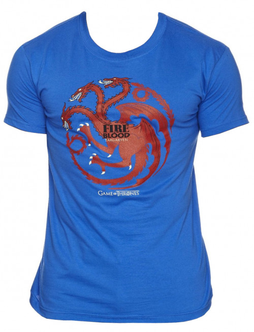Tee-Shirt Bleu Fire And Blood Game of Thrones