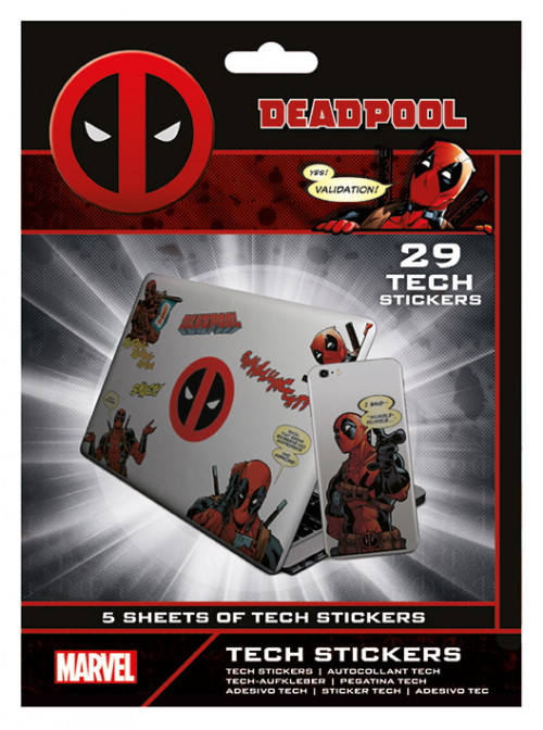 Pack de 29 tech Stickers Deadpool