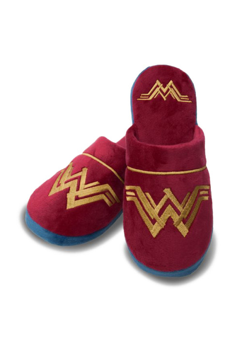 Chaussons Adulte bordeaux et dorés Wonder Woman