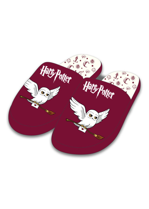 Chaussons femme Harry Potter Hedwige bordeaux