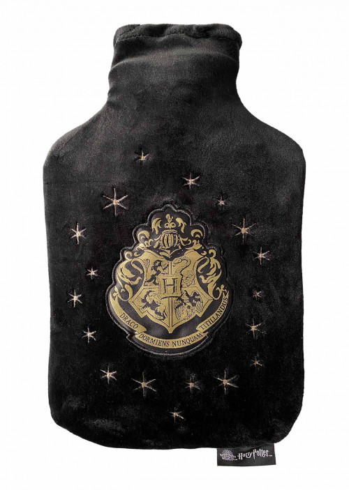 Bouillotte Harry Potter noire logo Poudlard gold